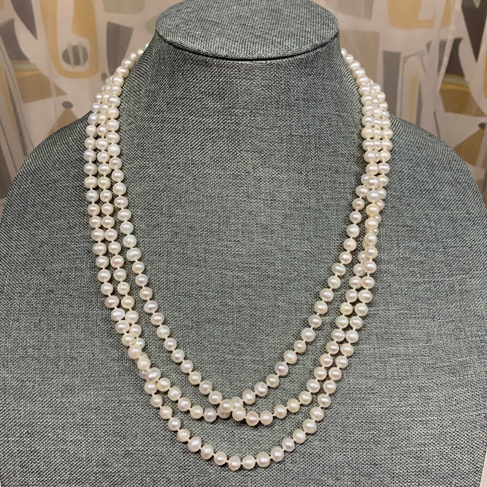 Cultured Pearls Hand Knotted Opera Length 36”